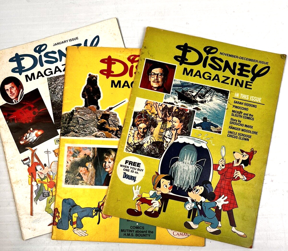 Disney Magazine 1976 3 Issues Cartoons History Stories Travel Vintage Ephemeral